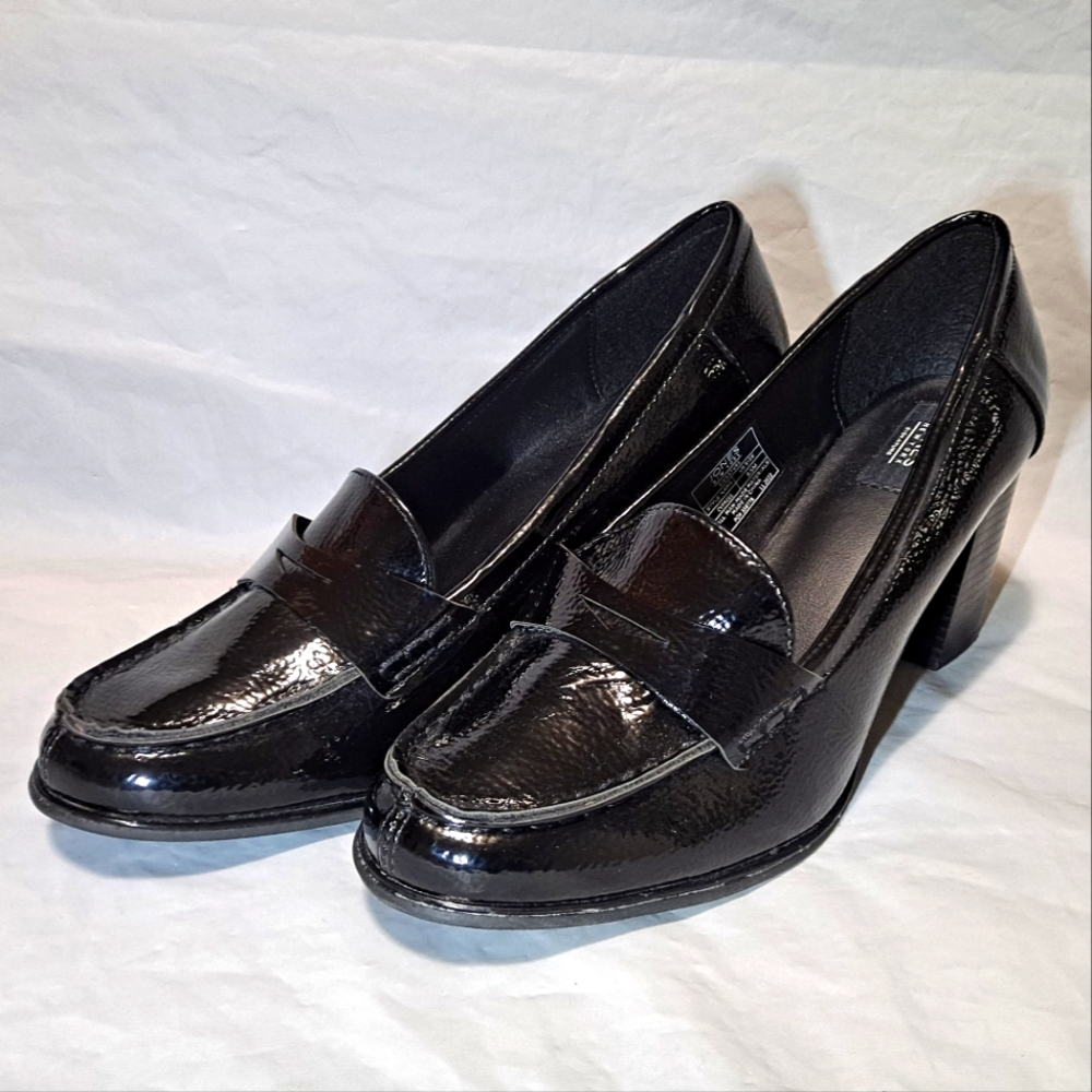 Jones New York Cypress Heeled Penny Loafers Women's 8.5M Black Patent 3" Heels - Picture 4 of 14